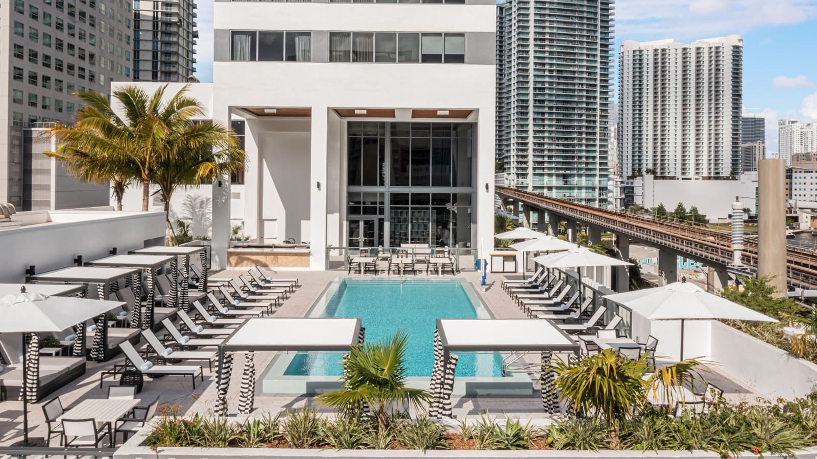 The rooftop pool deck.