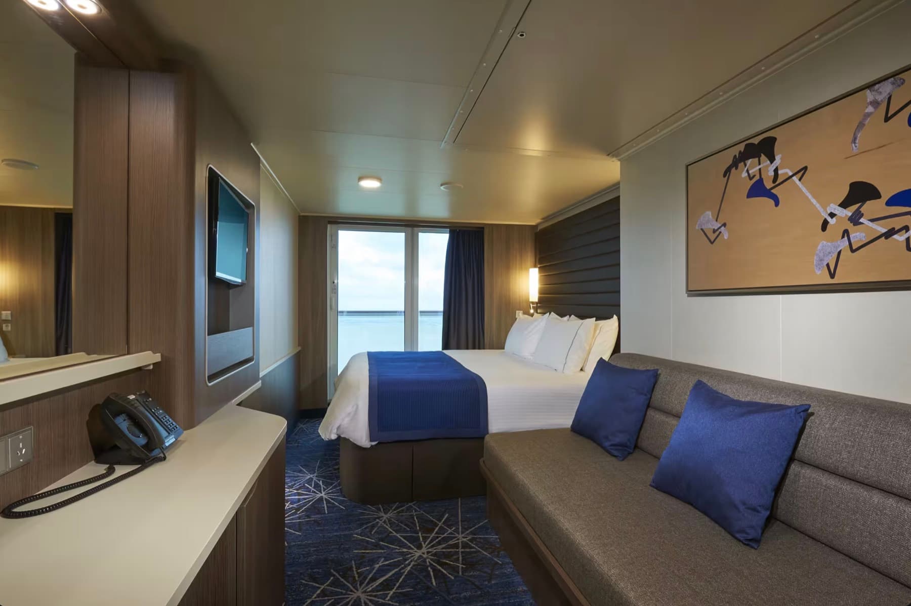 A balcony stateroom on board